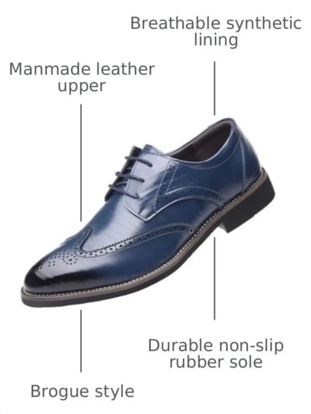 Stylish Men's Manmade Leather Lace-up Formal Dress Wingtips Oxfords Shoes